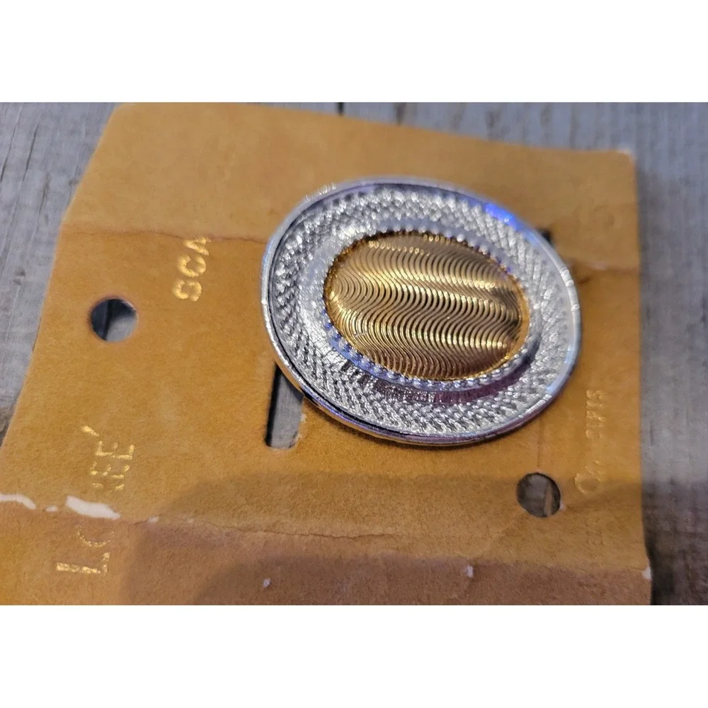 Loree Scarf Clip Vintage Gold Tone Silver Tone Oval‎ Brooch Pin Accessory
